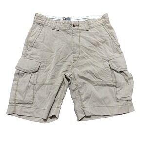 Polo Ralph Lauren Cargo Shorts Mens 34 Tan White Striped 100% Cotton Knee Length
